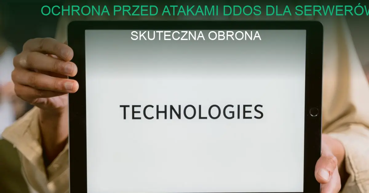 Zdjęcie serwerowni z rzędami serwerów i okablowaniem, symbol ochrony przed DDoS.