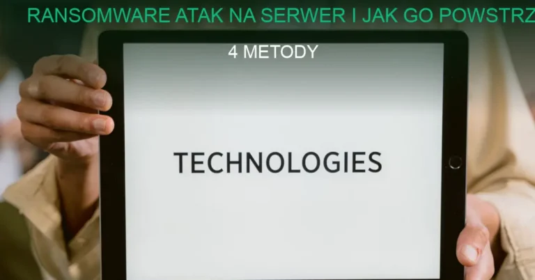 Serwerownia z rzędami serwerów, symbol ochrony przed ransomware