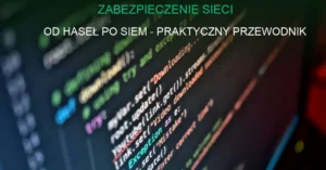 Schemat zabezpieczenia sieci komputerowej z firewallem i szyfrowaniem danych