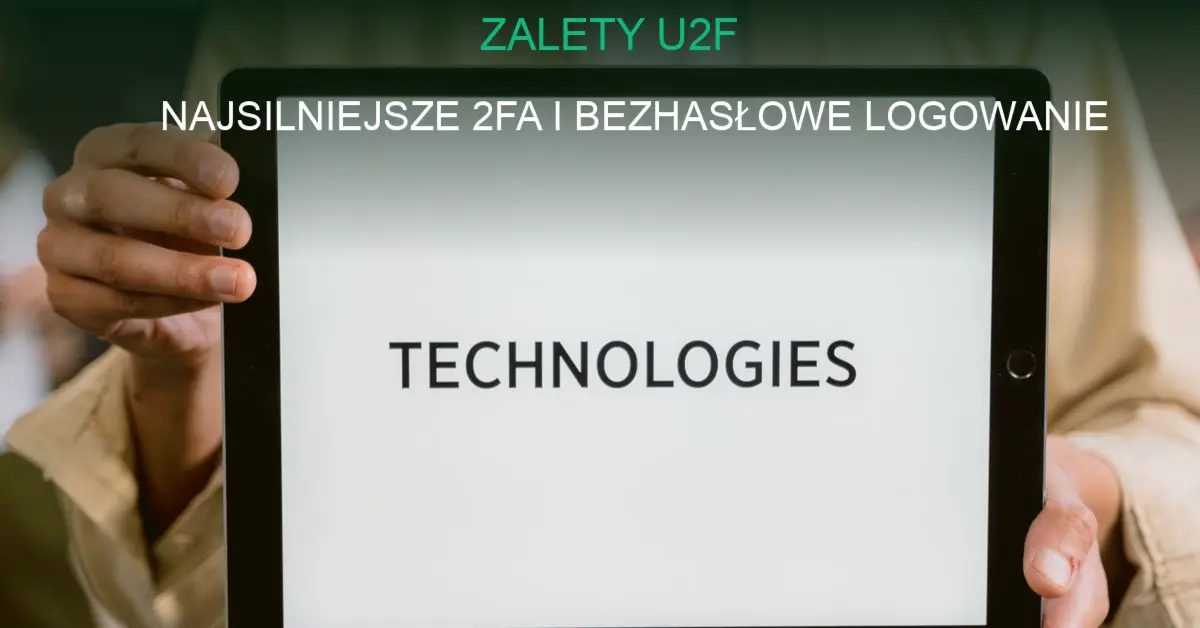 Fizyczny klucz U2F podłączony do komputera, zabezpieczenie przed phishingiem