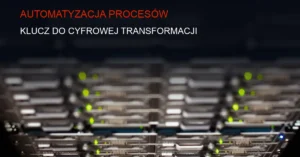 Ciemne tło technologiczne z serwerami i przewodami danych do artykułu o automatyzacji