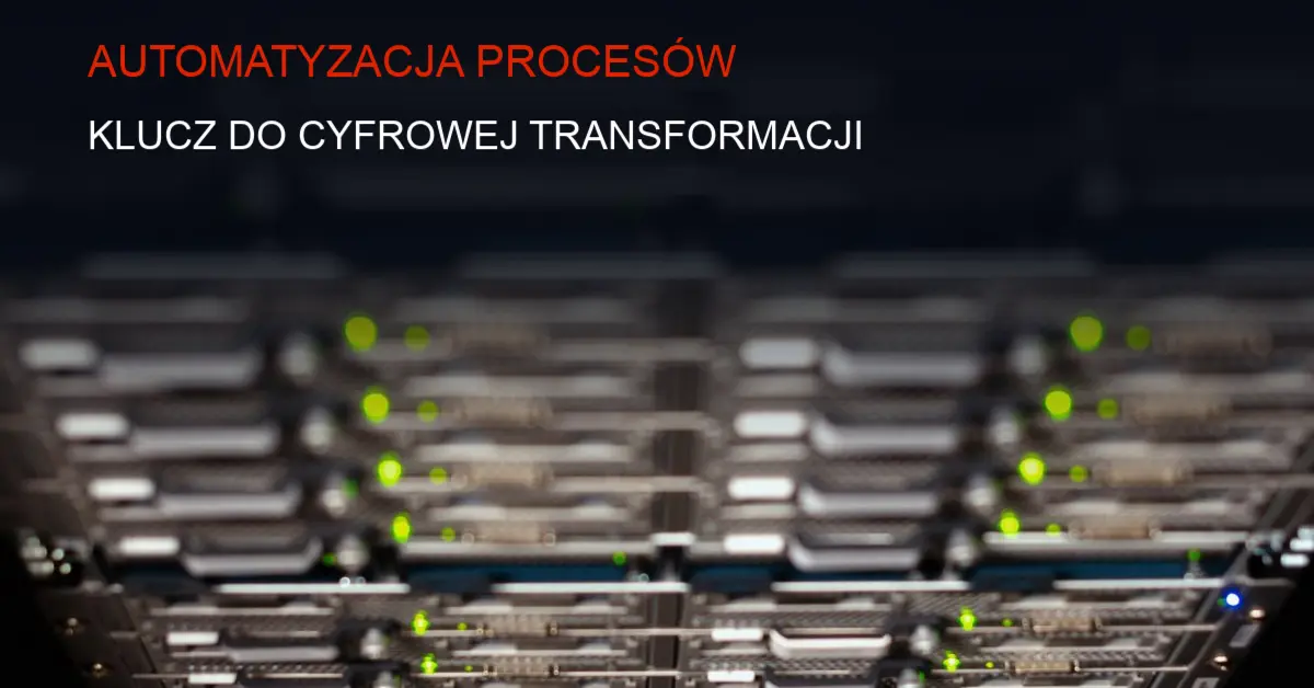 Ciemne tło technologiczne z serwerami i przewodami danych do artykułu o automatyzacji
