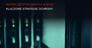 Ciemne tło serwerowe z migającymi diodami LED, koncepcja cyberbezpieczeństwa