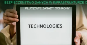 Wizualizacja bezpieczeństwa danych w chmurze obliczeniowej z ikonami szyfrowania
