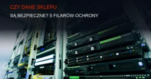 Ilustracja zabezpieczeń danych: ciemny serwer z efektem świetlnym, cyberbezpieczeństwo.