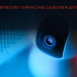 Ciemne tło z serwerami i symbolami cyberbezpieczeństwa dla ochrony danych w sklepie internetowym