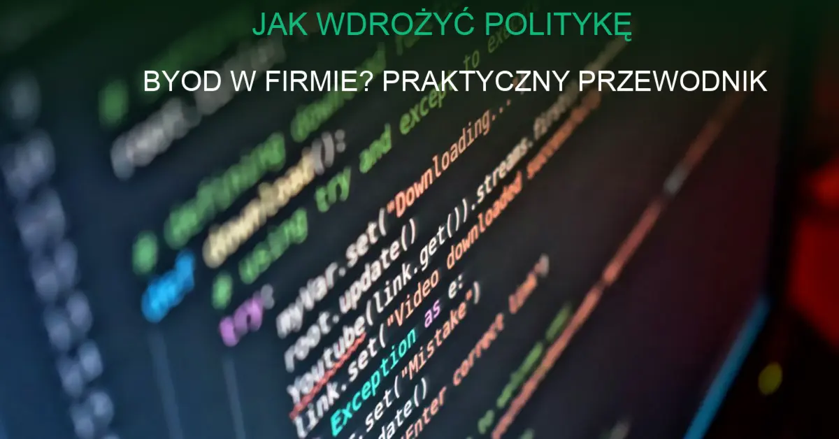 Model BYOD: pracownik z prywatnym laptopem w biurze, ochrona danych i sieci