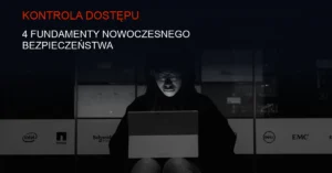 Ciemna serwerownia z niebieskimi światłami, symbol systemu kontroli dostępu