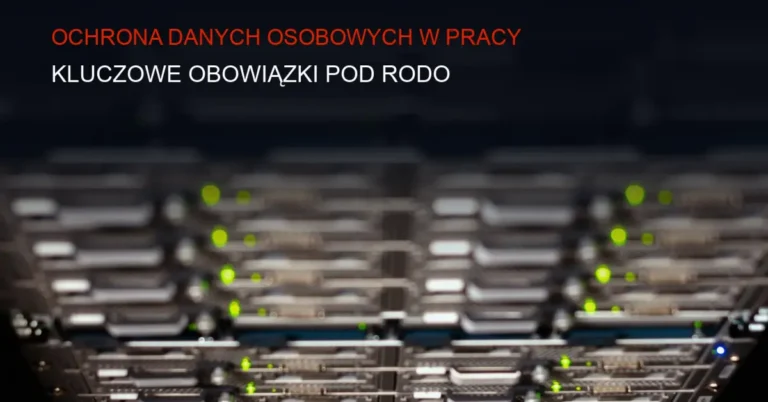 Serwerownia z zabezpieczeniami, ochrona danych osobowych, cyberbezpieczeństwo, ciemne tło