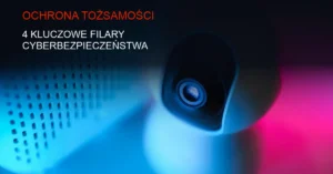 Ciemne tło technologiczne z symbolami cyberbezpieczeństwa i ochrony danych