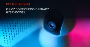 Szczegółowe zdjęcie ciemnego serwera z niebieskimi diodami LED, ilustrujące bezpieczeństwo IT