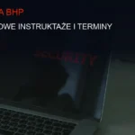 Technologiczne tło symbolizujące nowoczesne szkolenia BHP i bezpieczeństwo pracy w cyfrowym środowisku.