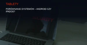 Ciemne, wysokokontrastowe tło technologiczne z symbolami sieci i serwerów, reprezentujące nowoczesne tablety.