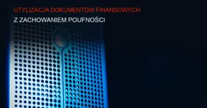 Ciemne tło z serwerami i infrastrukturą IT symbolizującą bezpieczną utylizację danych