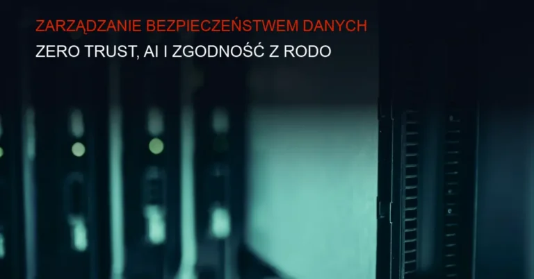 Ilustracja technologii cyberbezpieczeństwa z ciemnym serwerem i siecią