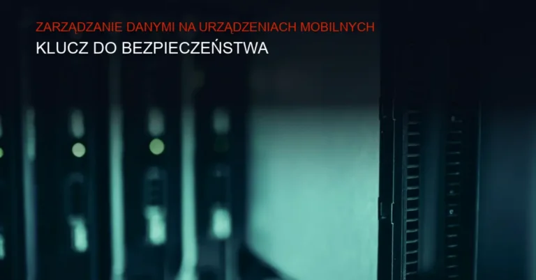 Ciemne tło z abstrakcyjną siatką technologiczną i ikonami zabezpieczeń
